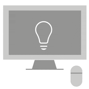Animated illustration of a computer with a lit lightbulb.