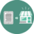 Icon featuring a tablet and a storefront.