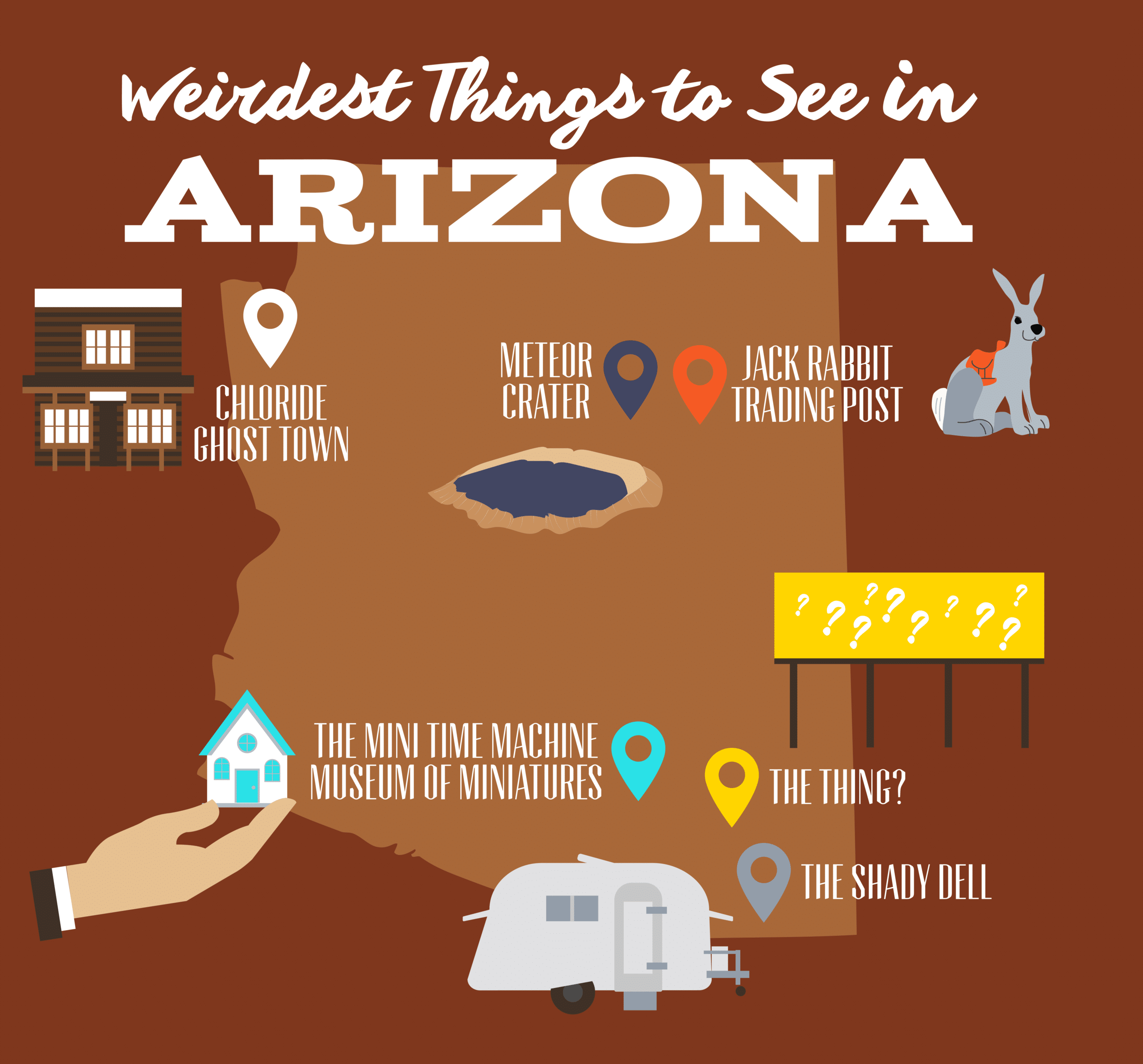 Map of weird things to see in Arizona.