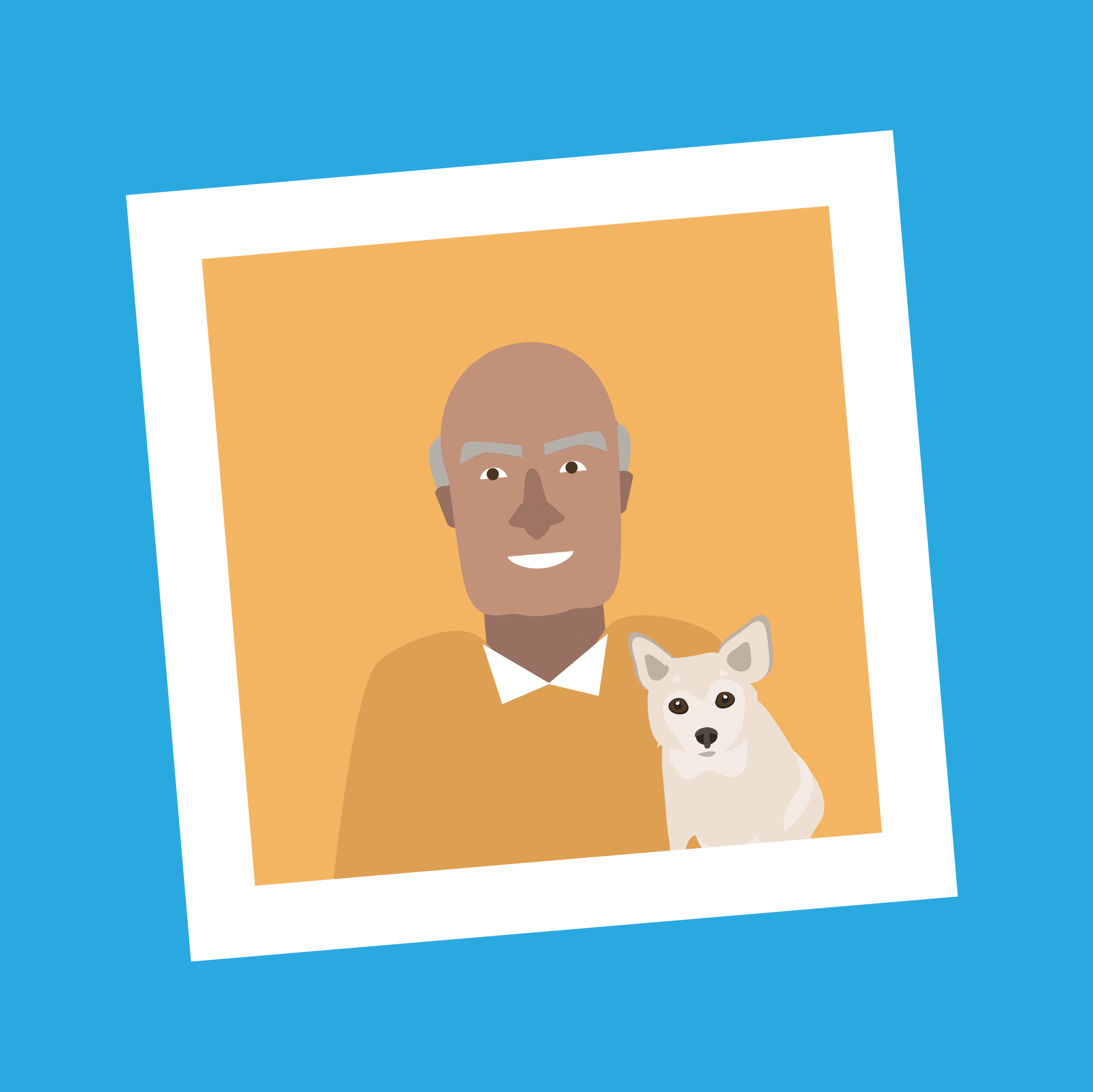 Illustration of a photo showing a pet owner and a cat.