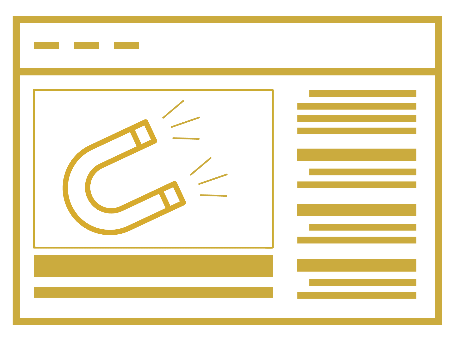 Illustration of a web page with a magnet on it.