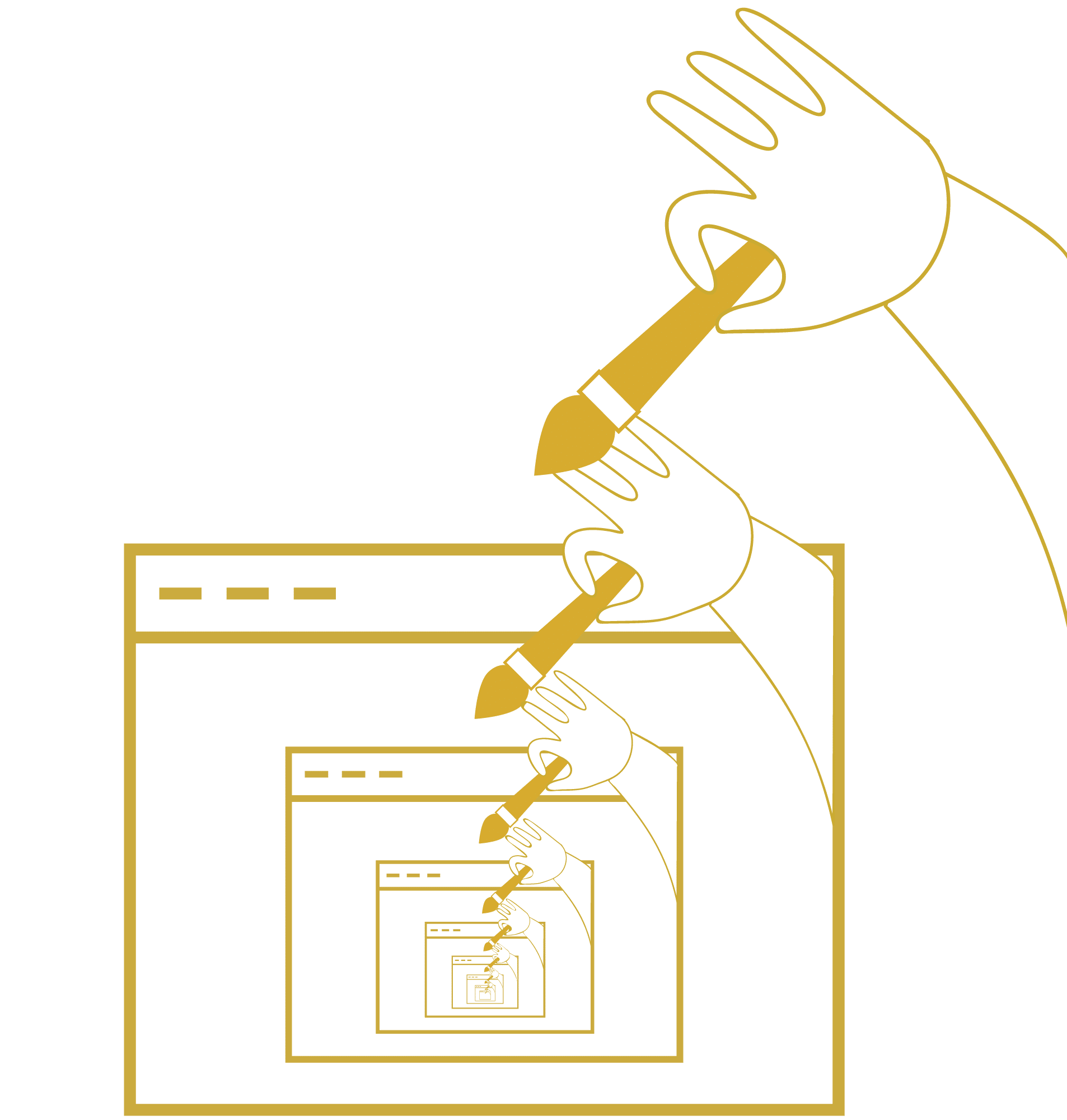Illustration of a person drawing a computer screen showing a person drawing another screen.