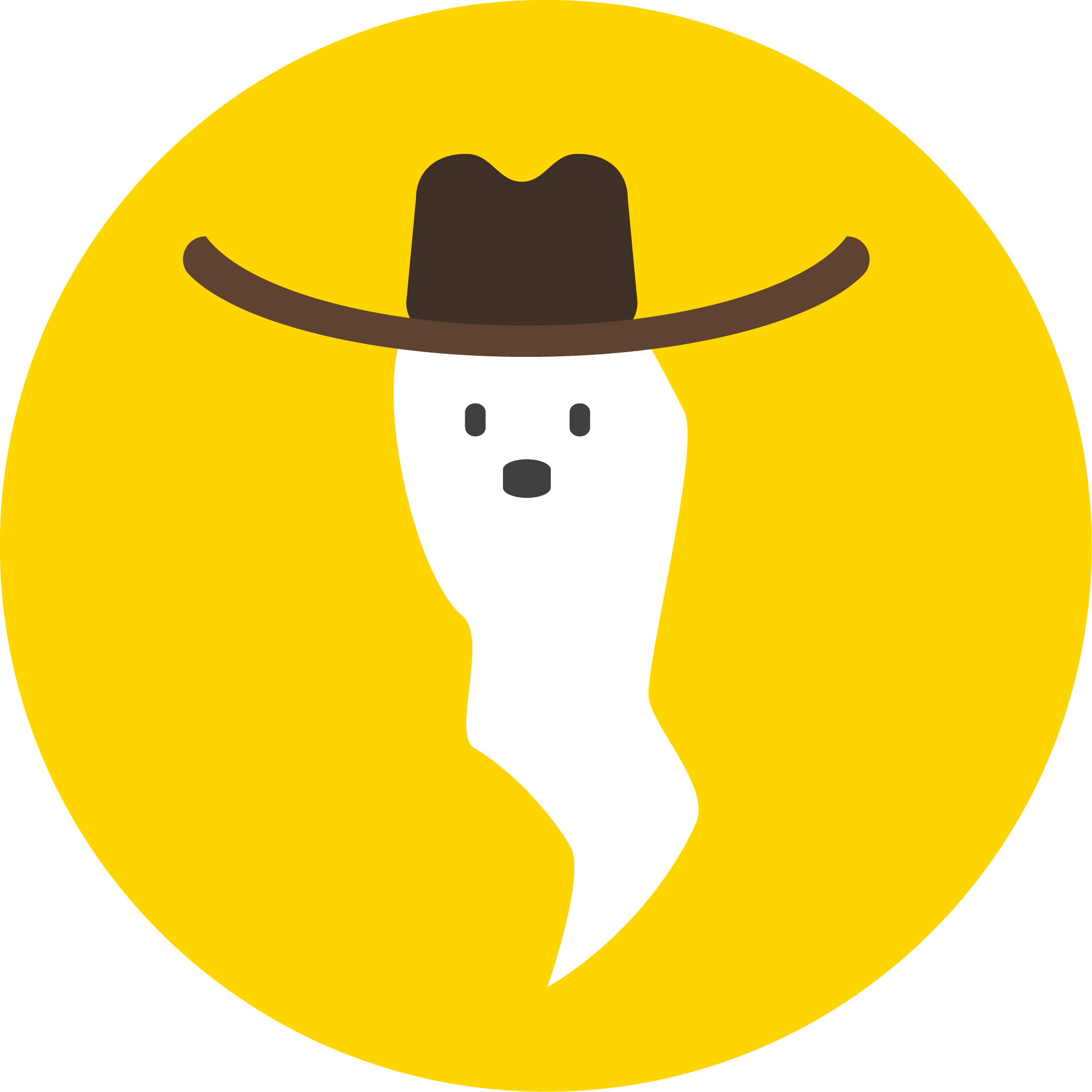 Illustration of a ghost wearing a cowboy hat.